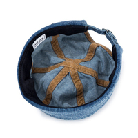 MIO Custom Suppliers No Brim 6-Panel 100% Katoenen Denim Hole Hip Hop Retro Brimless Docker Baseball Caps Gerolde Boord Luipaardprint