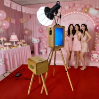 Cabina de Fotos de Madera con Pantalla de 18.5 Pulgadas, Color Pintado, para Cámara DSLR, para Fiestas, Bodas, Estilo Vintage
