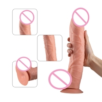Dildo Gigante Negro de 12 Pulgadas, Realista para Mujeres, Dildo de PVC con Fuerte Ventosa