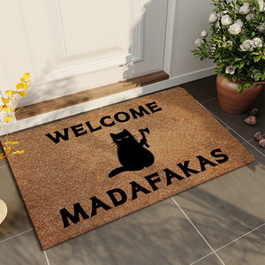 Cangming Welcome MadaFakas Tapis de porte en imitation fibre de coco antidérapant lavable style américain - Product Image 1