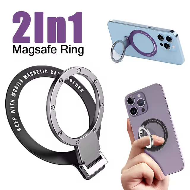 Hot Sale Magnetic Phone Ring Holder Zinc Alloy Finger Phone Ring Grip With Adjustable Kickstand for Iphone 15 16 17 Pro Max