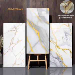 <span class=keywords><strong>Carrelage</strong></span> <span class=keywords><strong>de</strong></span> sol en porcelaine <span class=keywords><strong>de</strong></span> luxe 600x1200mm, veinage doré, pleine masse, effet marbre, émaillé et poli pour salon - Product Image 5