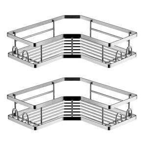 Lot <span class=keywords><strong>de</strong></span> 2 paniers <span class=keywords><strong>de</strong></span> douche d'angle adhésifs en acier inoxydable <span class=keywords><strong>de</strong></span> qualité supérieure, organisateur <span class=keywords><strong>de</strong></span> salle <span class=keywords><strong>de</strong></span> bain avec 2 bacs <span class=keywords><strong>de</strong></span> rangement en plastique et 4 crochets amovibles - Product Image 1