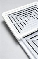 Diffuseur d'air de plafond ABS 4 voies, face 550 mm, découpe 500 mm, conduit 200 mm, diffuseur carré anti-condensation pour maison et bureau