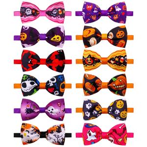 Nouveaux nœuds papillon en polyester imprimé pour Halloween, pour chiens et chats, accessoire de chapeau en tissu pour vêtements pour animaux de compagnie, pour décorations d'hiver - Product Image 3