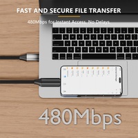 Cable USB de Carga Rápida de 240W, Tipo-C, Trenzado de Nailon Negro Premium, Cobre Puro, Anti-Enredos, con Pantalla Digital Inteligente para Cámara
