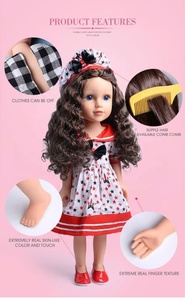 Muñeca americana de 18 pulgadas <span class=keywords><strong>para</strong></span> niñas, juguete realista de cuerpo reborn, bonito vestido, OEM - Product Image 2
