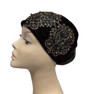أزياء الترتر زهرة سلك الذهب توالت حواف رقيق القبعات أغطية الرأس القبعات ملفوفة بالكامل عصابات الشعر اكسسوارات للنساء - Product Image 1