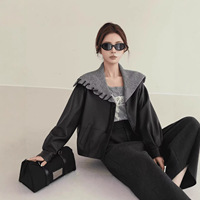 Veste Courte Noire Premium pour Femme en Similicuir PU – Manteau Personnalisé pour l'Automne et le Streetwear