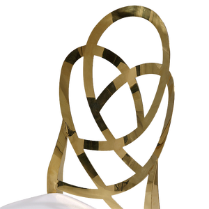 Sillas modernas de metal para fiestas, muebles de comedor dorados, silla de banquete de acero inoxidable PU blanca - Product Image 2
