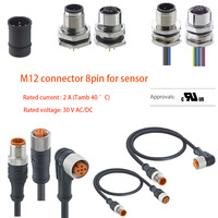 Connecteur M12 DIN 8 broches à montage sur panneau et câble de capteur IP67 30V AC/DC 2A Câbles blindés/non blindés PUR/PVC
