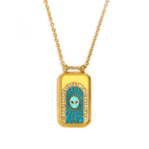 Hongtong, collar de esmalte de <span class=keywords><strong>Tarot</strong></span> de acero inoxidable de alta calidad, cuerda duradera, circón, gran oferta, joyería de moda, venta al por mayor - Product Image 2