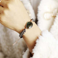 Bracelet d'amitié bohème européen et américain en agate avec perles en forme de cœur, double tressage, vente en gros directe d'usine