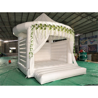 Château gonflable de mariage tout blanc de 5x4 mètres pour adultes, fêtes de mariage avec décoration florale