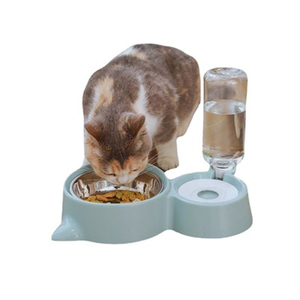 Mangkuk pemberi makan hewan peliharaan plastik murah dengan Dispenser air otomatis tempat makan kucing anjing ganda pabrik OEM grosir - Product Image 2