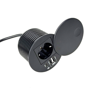 เต้ารับแบบฝังโต๊ะทรงกลม EU Schuko ขนาด 80 มม. พร้อมพอร์ต USB-C PD 65W และพอร์ต USB-A 2 พอร์ต พร้อมฝาครอบกันฝุ่น สำหรับใช้ในบ้าน สำนักงาน ข้างเตียง โต๊ะทำงานแบบยืน  OEM - Product Image 6