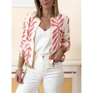 Venta directa de fábrica con diseño de cremallera de marca Placket Woven Logo de la marca Pocket Chaqueta de piloto para mujer - Product Image 1