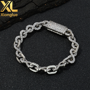 Unisex White 18K Gold Plated 8MM Cuban Link Choker Chain Iced CZ Hip Hop <b>Bracelet</b> - Product Image 5