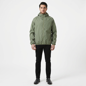 New Design Casual Green Color Sports outdoor Winter Rain Jacket with Zipper Closure Windproof and Waterproof Thin Windbreaker - Product Image 1