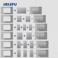 Module d'interrupteur mural modulaire gris DELEFU DIY, prise EU Schuko, prise de courant USB Type C RJ45 TV 16A, matériau PC