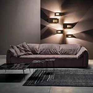 Fabrik preis Stoff Armlehne italienisches Sofa Licht Luxus Elefanten ohren Sofa Lounge Mikro faser Stoff modernes Design Sofa für zu Hause