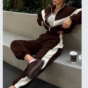 Conjunto de Dos Piezas de Moda Otoñal para Mujer, Estilo Vintage, Informal, Deportivo, Chaqueta Holgada con Cierre y Pantalones Largos - Product Image 2