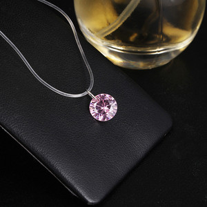 Di modo Dei Monili di Cerimonia Nuziale Lucido Zircone Collana Pendente di Cristallo E Invisibile Trasparente Linea di Pesca Delle Donne Clavicola Collana - Product Image 4