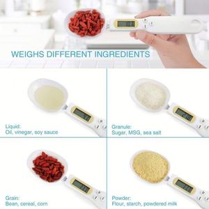 Precise 500g/0.1g Digital Kitchen Scales Durable Plastic LCD Display Electronic <b>Measuring</b> <b>Spoon</b> Battery Powered Oval Shape Scale - Product Image 3