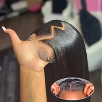 Pelucas de Cabello Humano Brasileño Virgen, Completas y sin Pegamento, con Frente de Encaje Transparente HD, Pelucas de Cabello Humano Natural para Mujeres Negras