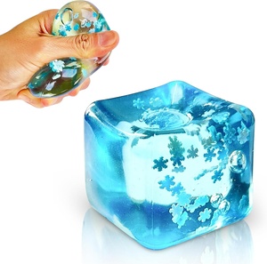 Jouet sensoriel anti-anxiété en forme de cube, à remontée lente, avec des flocons de neige à l'intérieur, pour calmer les enfants et les adultes - Product Image 1