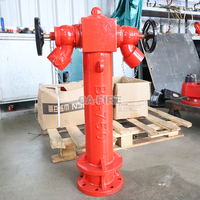 Hydrant d'incendie à pilier BS750, corps en fonte ductile, vanne de raccordement en laiton à 2 voies, raccord femelle oblique, revêtement en poudre rouge