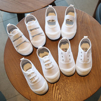 Tamanho EUR 21-35 Básica Em Branco Miúdos Deslizamento Em Sneakers Sapatos de Lona Branca Atacado
