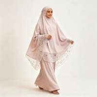 Ensemble Khimar en Organza pour Femme, Tenue de Prière Modeste, Vêtements Musulmans Islamiques, Longueur au Sol