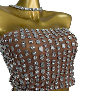 Conjunto de Dos Piezas de Falda Larga y Top con Pedrería Brillante para Fiesta, Vestido de Noche Ajustado para Cena, Cumpleaños, Eventos Formales y Club - Product Image 5