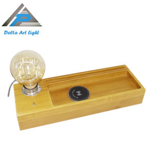 Modern Style Natural Industrial E27 Bulb <strong>Display</strong> Touch Hand <strong>Control</strong> with Wooden Base <strong>Simple</strong> Feature Table Lamp - Product Image 3