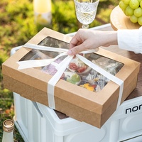 Boîtes d'expédition en papier kraft écologiques pour aliments, gâteaux, pains, desserts, traiteur, avec séparateurs et couvercles à paillettes
