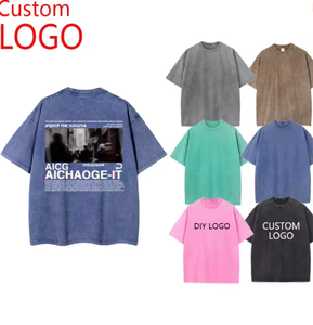 เสื้อยืดโอเวอร์ไซส์ผู้ชาย พิมพ์ลายโลโก้ตามสั่ง แขนสั้น คอกลม ผ้าคอตตอนเจอร์ซีย์ 100% ทรงพอดีตัว สไตล์สตรีท พิมพ์ลายภาพด้านหลัง - Product Image 1