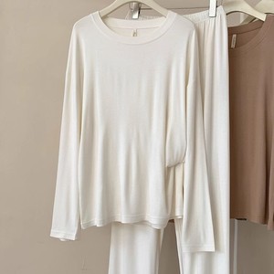 Ensemble de pyjamas en modal pour femmes, manches longues, col rond, vêtements décontractés pour la maison, vêtements de nuit en tricot fin, 2 pièces, style printemps-automne - Product Image 1