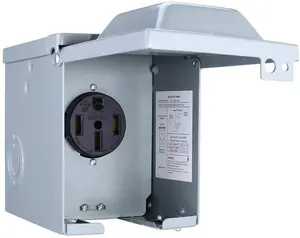 465 50 Amp 125/250 Volt RV Power Outlet Box, Enclosed Lockable Weatherproof Outdoor Electrical NEMA 14-50R Receptacle Panel