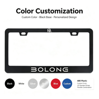BOLONG Cadre de plaque d'immatriculation en plastique ABS de haute qualité, norme américaine, logo personnalisé imprimé, anti-décoloration, résistant aux rayures