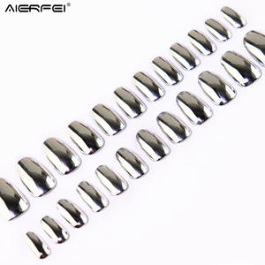 AIERFEI fabricante personalizado moda corto ovalado plata cromo prensa en las <span class=keywords><strong>uñas</strong></span> Venta caliente cubierta completa <span class=keywords><strong>uñas</strong></span> postizas <span class=keywords><strong>Uñas</strong></span> acrílicas - Product Image 3