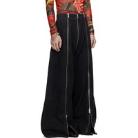 Pantalon en jean noir pour homme, coupe évasée extrême, avec fermeture éclair intégrale, prix d'usine, vente en gros OEM ODM, faible MOQ