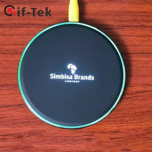 GIFTEK trend ürünleri yeni gelenler yuvarlak kablosuz şarj 15W LED ışık up logo kablosuz şarj kurumsal hediye için