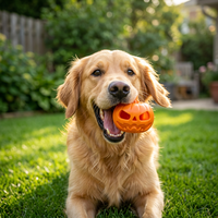 Jouet pour chien en caoutchouc en forme de citrouille, mignon, qui couine et change de couleur pour Halloween