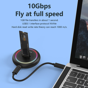 RGB USB C <span class=keywords><strong>M</strong></span>.2 SATA/NVME SSD حاوية USB C محطة لرسو السفن بروتوكول مزدوج خارجي USB3.1 Gen2 <span class=keywords><strong>M</strong></span>.2 NGFF و NVME SSD حافظة - Product Image 4