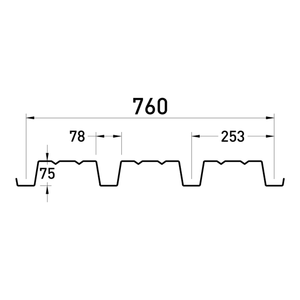 SANDA75 P760 Hoja de metal trapezoidal Placa de chapa de acero de metal galvanizado Th.1Mm Cubiertas de metal para techos de cabaña - Product Image 4