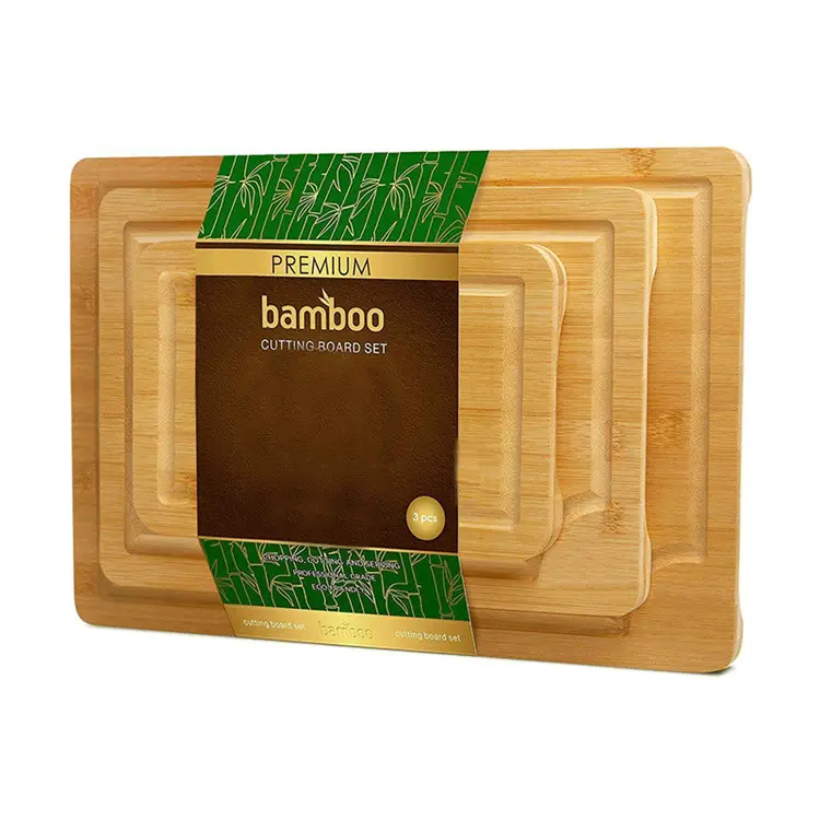 Placa de corte de bambu da cozinha do logotipo personalizado natural eco amigável para vegetais, frutas, carne