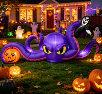 Poulpe gonflable d'Halloween en polyester imperméable de 8 pieds avec vampire et citrouille lumineux à LED pour décoration de jardin extérieure
