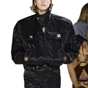 เสื้อแจ็คเก็ตพัฟเฟอร์ฤดูหนาวสำหรับผู้หญิง แบบลำลอง คอตั้ง ตกแต่งด้วยโลหะ - Product Image 1