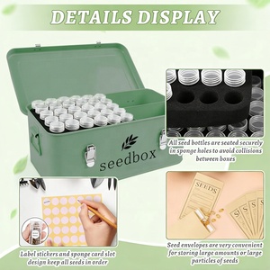 Contenitore per Semi da Giardino Resistente, Scatola in Metallo Verde Rustico per Conservazione Semi, Organizzatore Ermetico con Manico per Semi di Verdure ed Erbe - Product Image 5